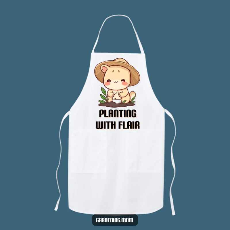 Funny Gardening Animal Apron: Smiling Hatted Critter Plants Bulb, Practical Funny Gift