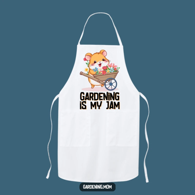 Funny Hamster Wheelbarrow Flowers Apron: Cook Up Smiles in the Kitchen