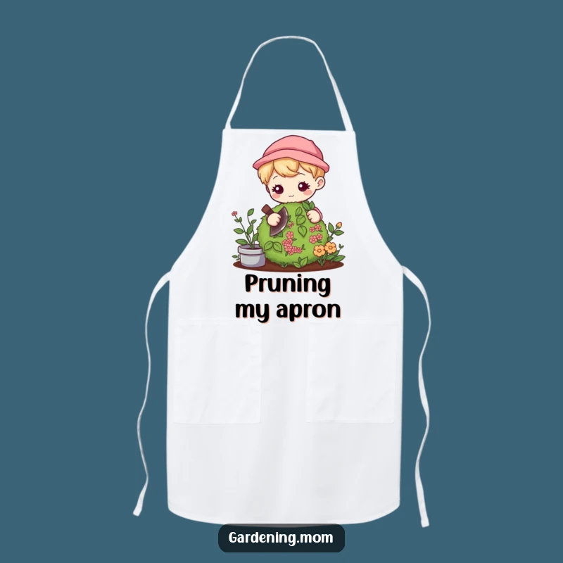 Funny Kawaii Gardener Apron: Gentle Pruning Focus - Garden Chic