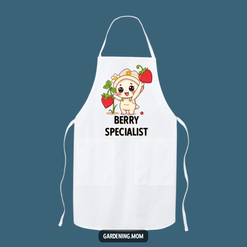 Funny Kawaii Gardener Apron: Strawberry Character Kitchen Gift