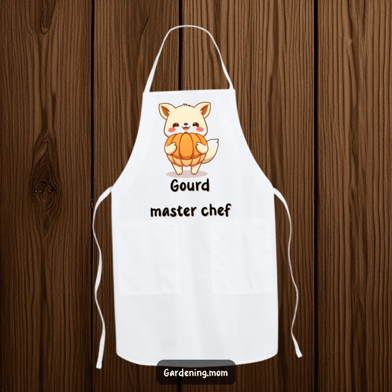 Funny Apron: Cheerful animal character proudly holding a massive harvested pumpkin, perfect for anyone who enjoys fall cooking and baking.