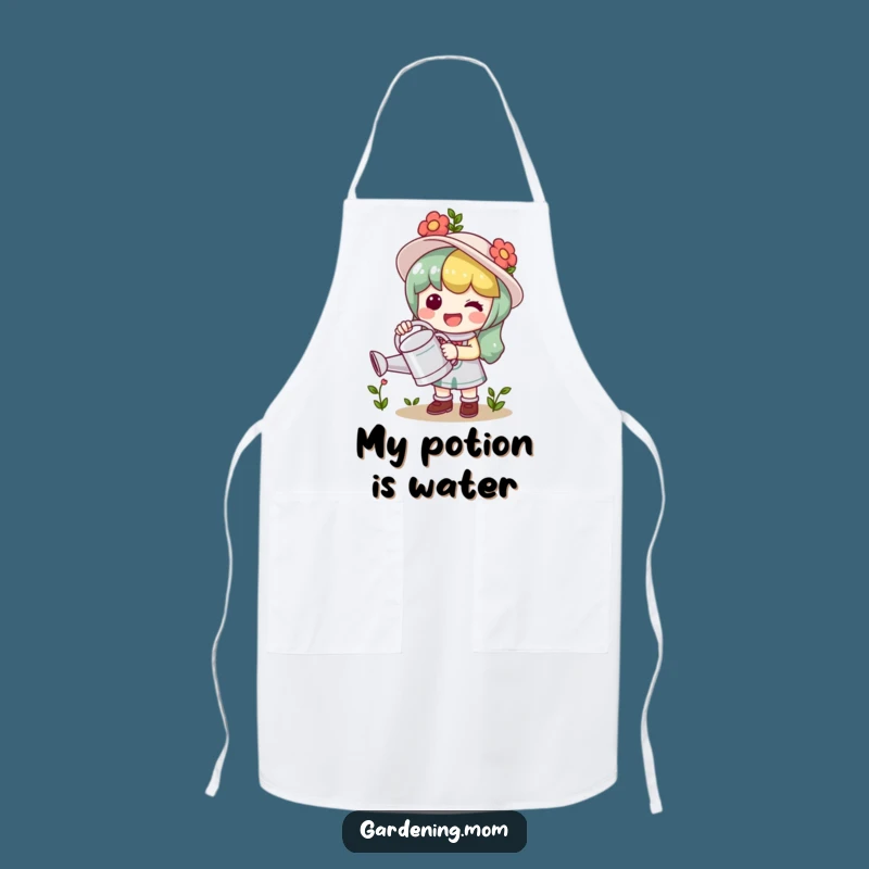 Funny Kawaii Gardener Apron: Watering Can Character Kitchen Gift