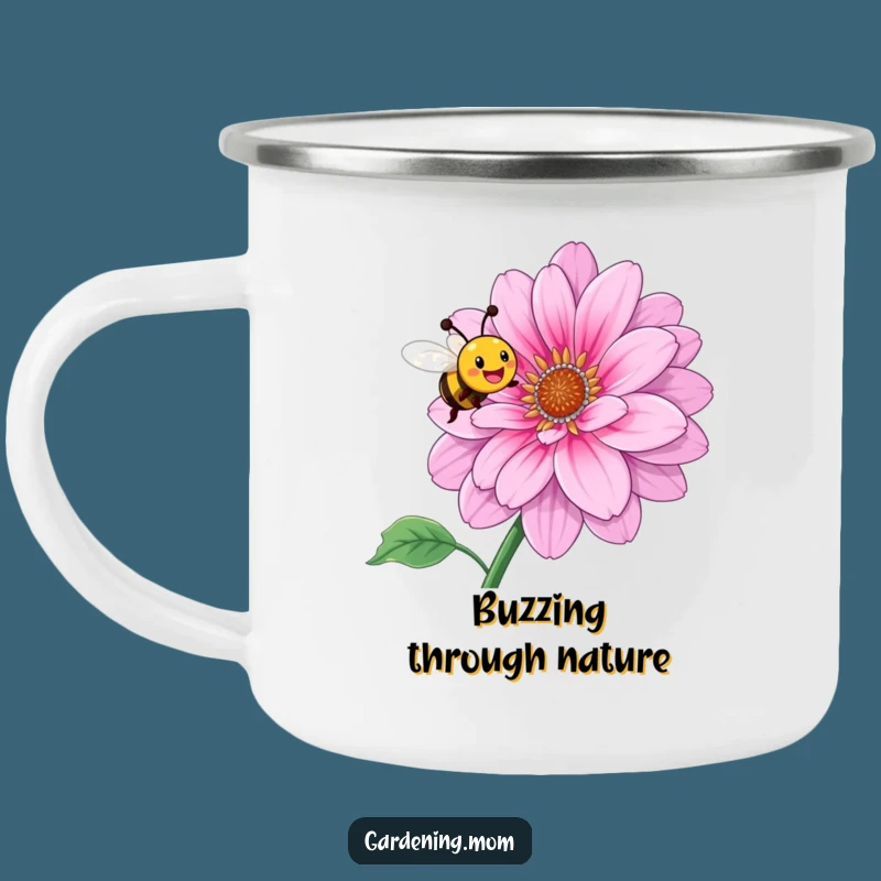 Funny Bee Flower Joy Camping Mug: Sip Nature's Happiness Outdoors
