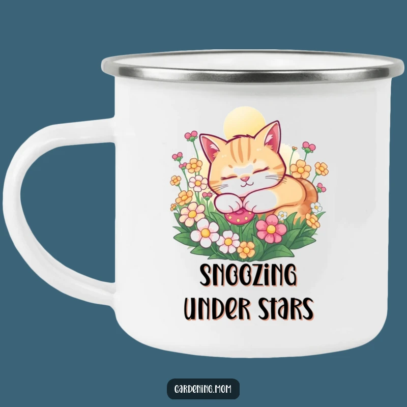 Funny Cat Camping Mug: Peaceful Snoozing Cat for Outdoor Relaxation, Funny Gift