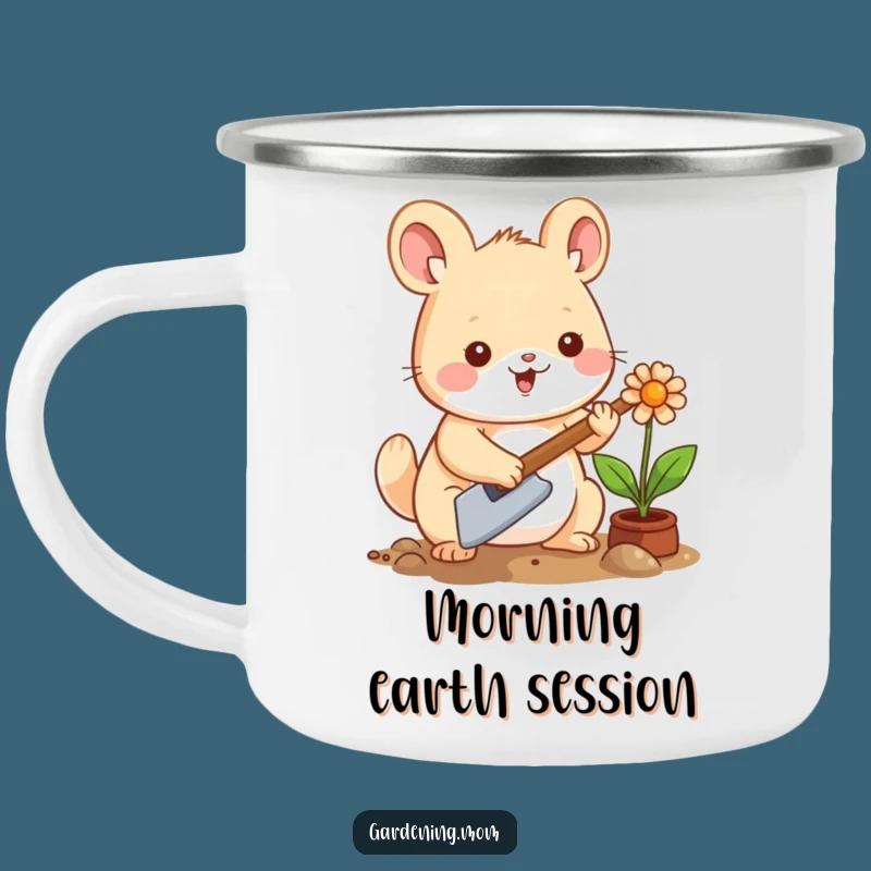 Funny Kawaii Gardening Animal Camping Mug: Happy Planter, Outdoor Gift