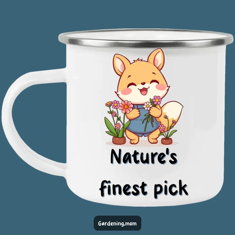 Funny Gardening Animal Camping Mug: Flower Bouquet Camp Cup, Outdoor Gift