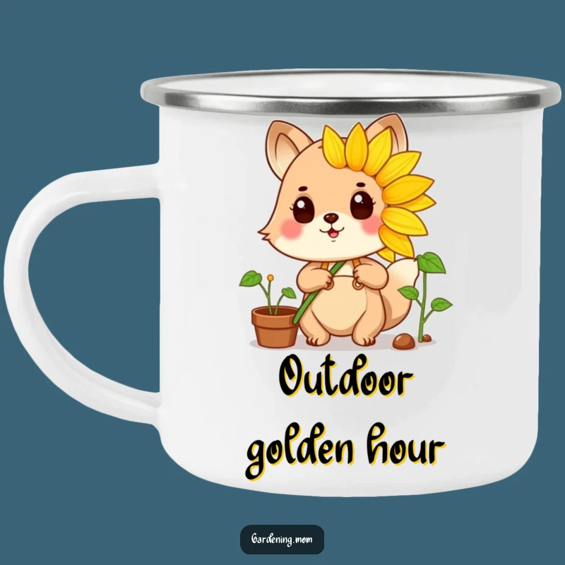 Funny Sunflower Gardener Camping Mug: Adventure Blooms with Pride!