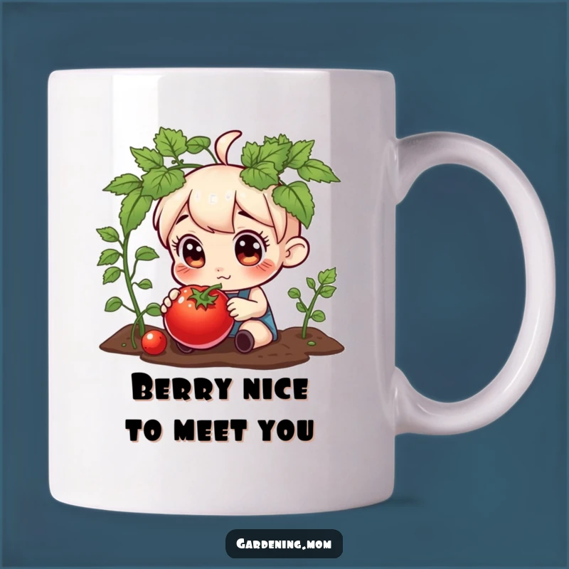Funny Gardening Character Tomato Mug - Curious Eyes, Juicy Vegetable Gift