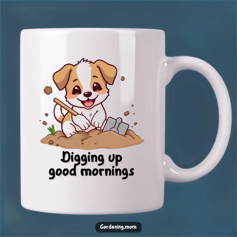 Funny Digging Dog Mug: Gardening Fun, Enthusiastic Pet Lover Gift