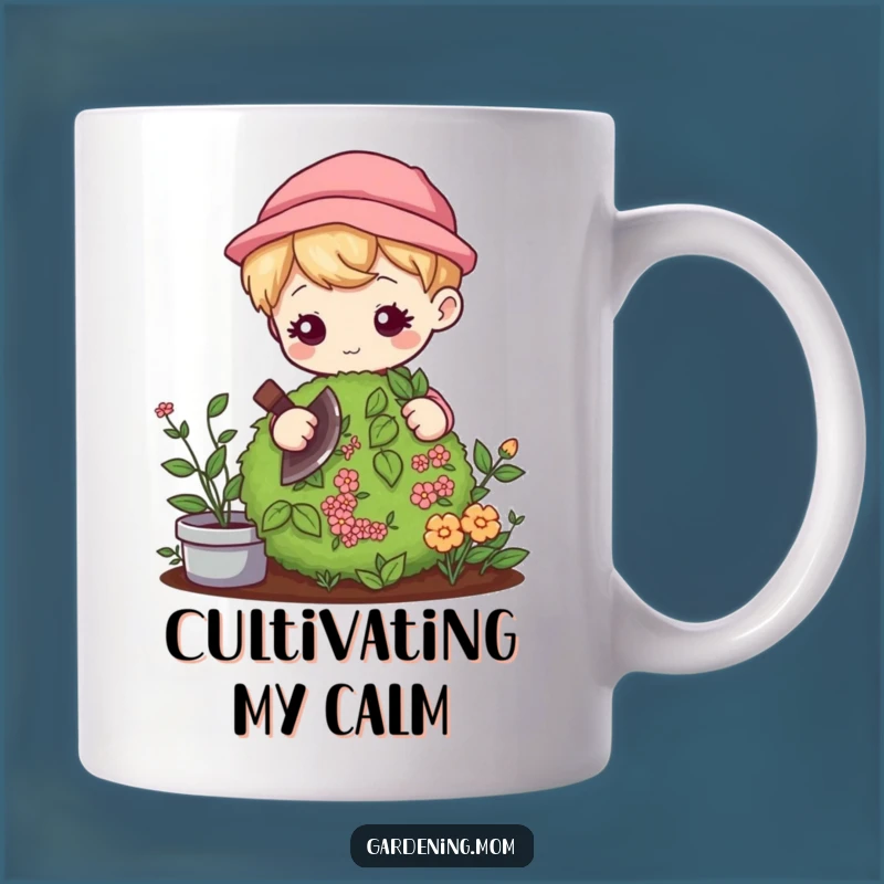 Funny Kawaii Gardener Mug: Gentle Pruning Focus - Quirky Gardener Gift