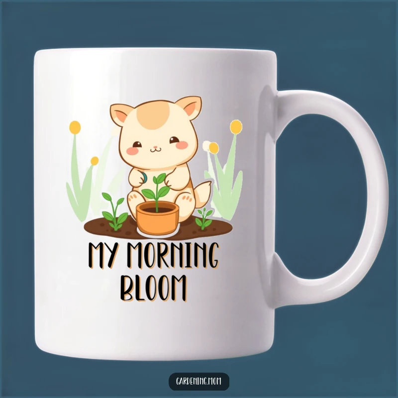 Funny Kawaii Gardener Mug: Cute Animal Waters Sprout for Plant Lover Gift