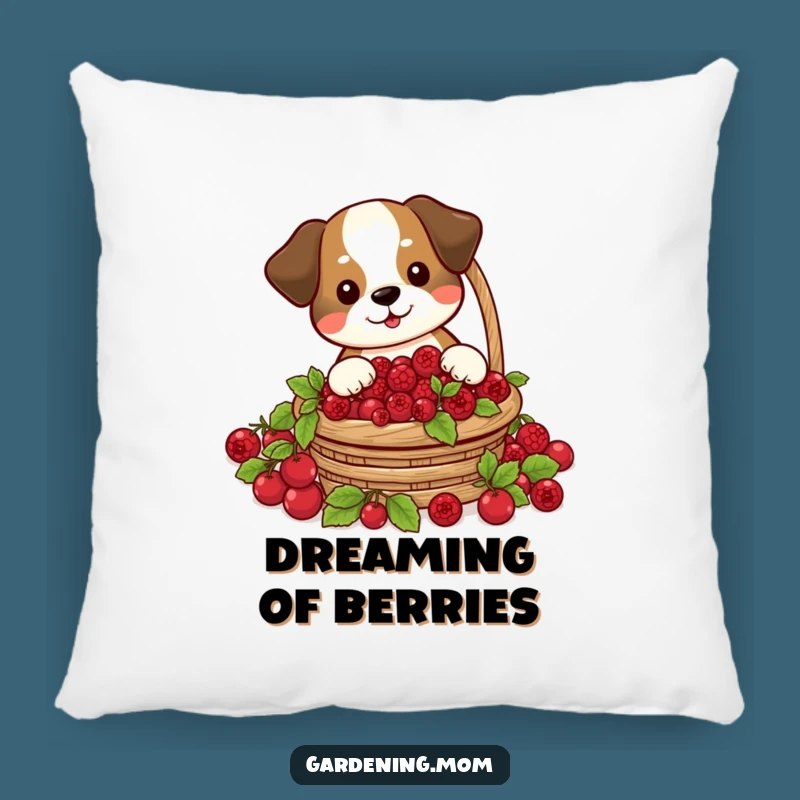 Funny Dog Berry Harvest Pillow: Cheerful Forager's Hilarious Pet Comfort Gift
