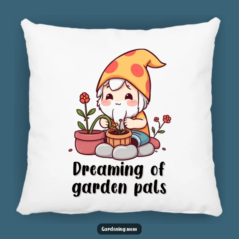Funny Kawaii Gardener Pillow: Gnome Maker Character Comfort Gift