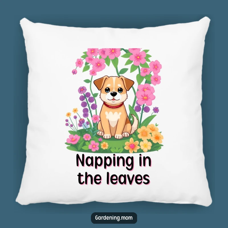 Funny Dog Garden Scene Pillow: Cozy Pet's Hilarious Greenery Comfort Gift