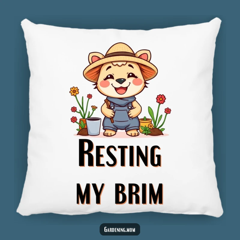 Soft Funny Gardening Mom Animal Pillow Straw Hat Smile - Cozy Comfort with a Smile
