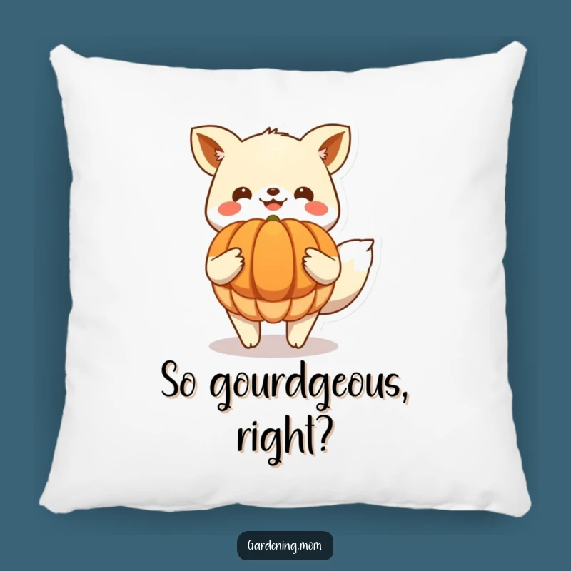 Funny Decorative Pillow: Cozy Animal with Big Pumpkin, Seasonal Comfort Gift