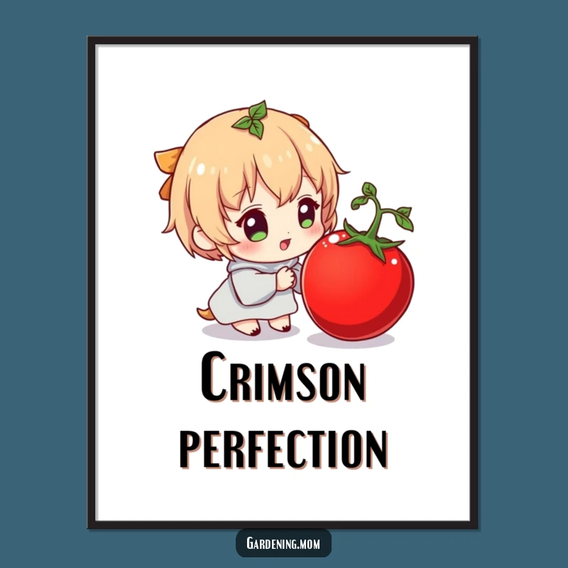 Funny Tomato Digital Art: Character's Delightful Moment Captured for Humorous Decor Gift