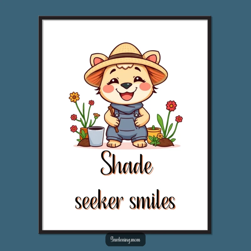Digital Funny Gardening Mom Animal Art Straw Hat Smile - Instant Joyful Wall Decor