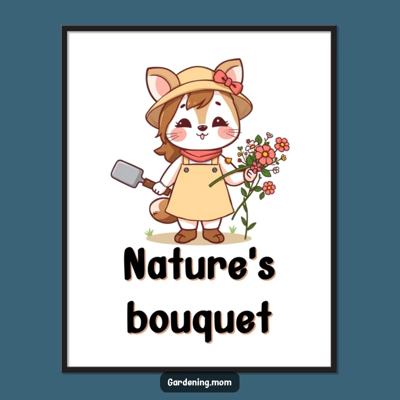 Digital Funny Gardening Mom Animal Art Trowel Flowers - Instant Garden Beauty for Your Walls