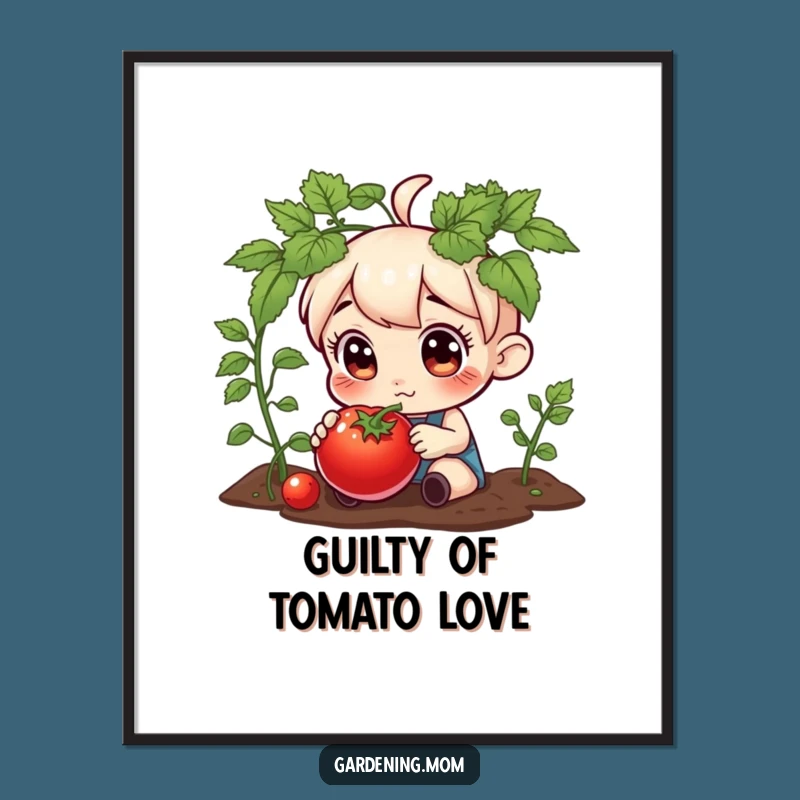 Funny Gardening Character Tomato Digital Art - Curious Eyes Print