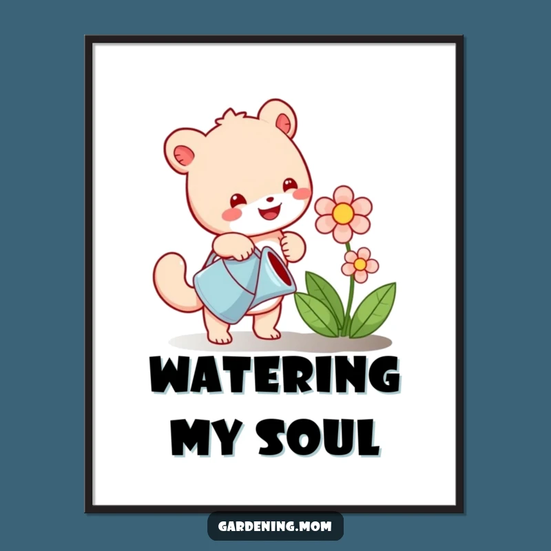 Funny Happy Animal Digital Art - Blooming Flower Scene, Instant Funny Gift Download