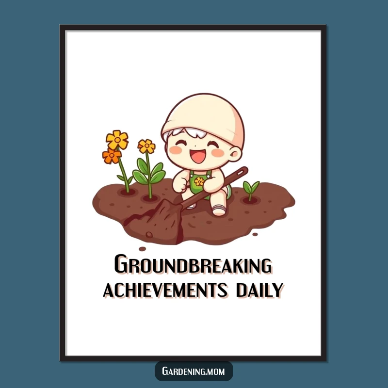Funny Joyful Gardener Digital Art - Happy Digging Print