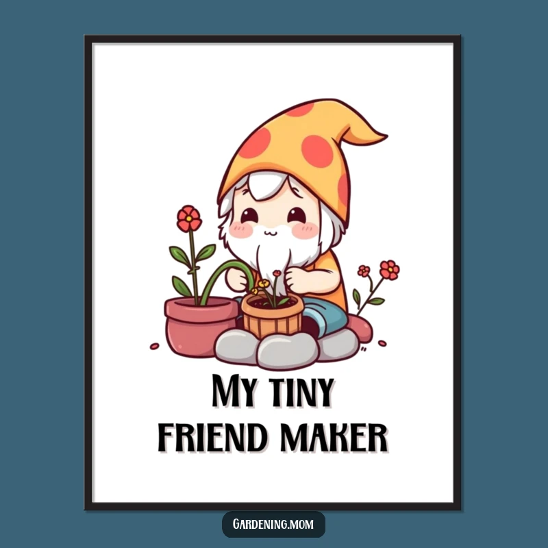 Funny Kawaii Gardener Digital Art: Gnome Maker Character Printable Gift