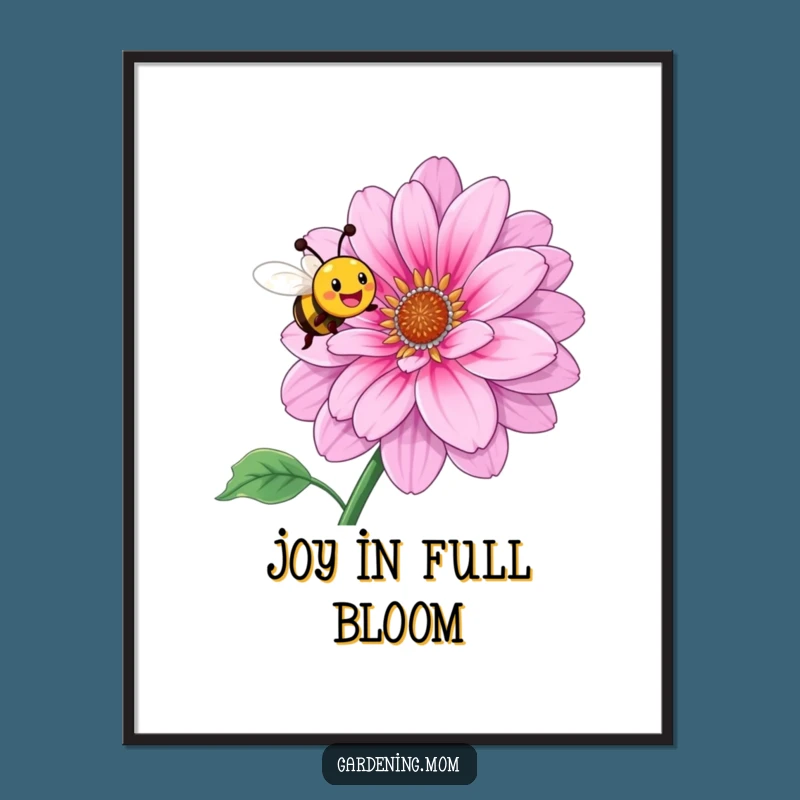 Funny Bee Flower Joy Digital Art Print: Instant Nature's Happiness