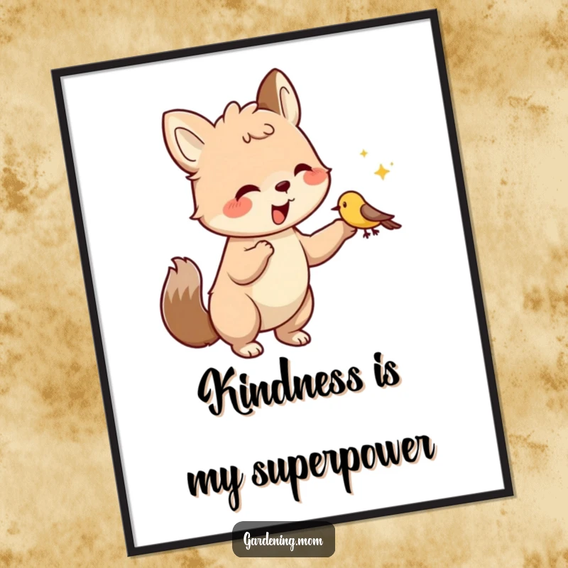 Funny Digital Art Print: Sweet animal character gently feeding a small bird from its hand, a beautiful and heartwarming illustration for instant download.