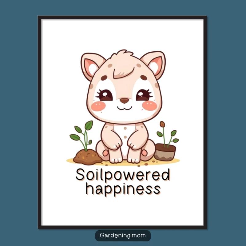 Funny Gardening Mom Animal Digital Art: Beaming Dirt Smudge Face, Instant Funny Gift Download