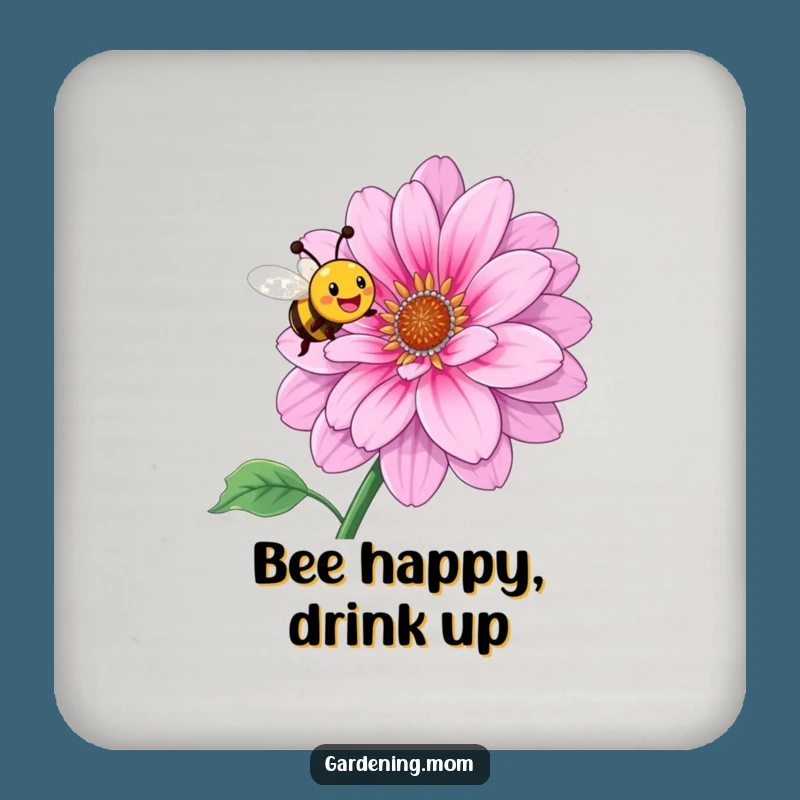 Funny Bee Flower Joy Drink Coasters: Protect Surfaces with Floral Cheer