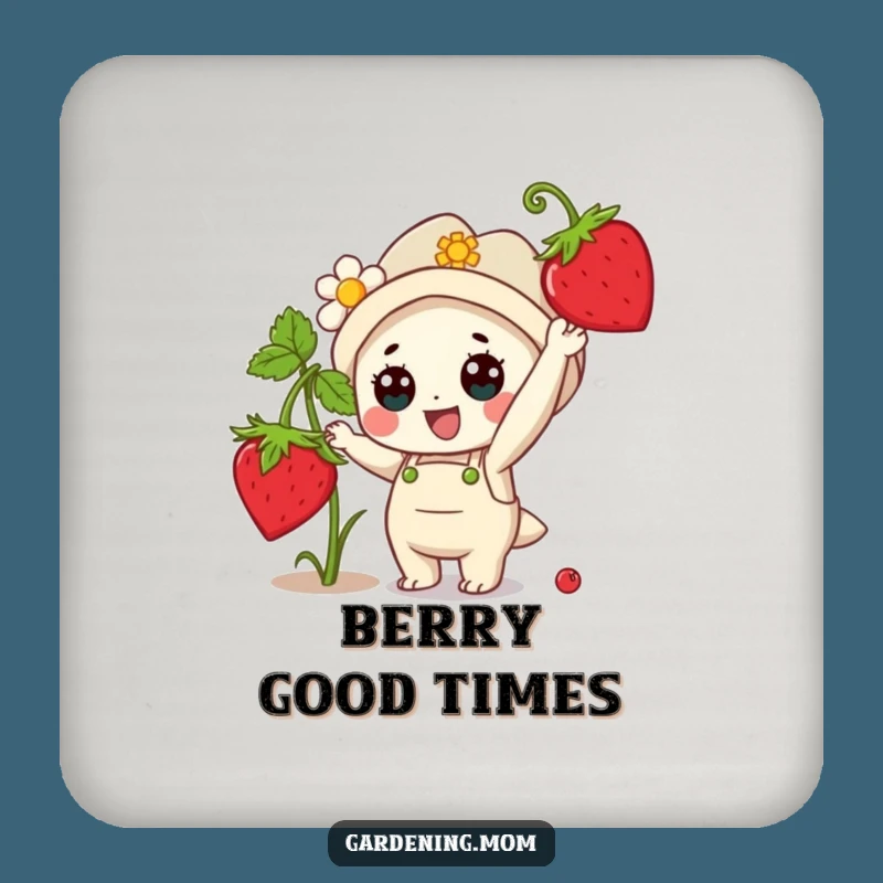 Funny Kawaii Gardener Coaster Set: Strawberry Character Drink Gift