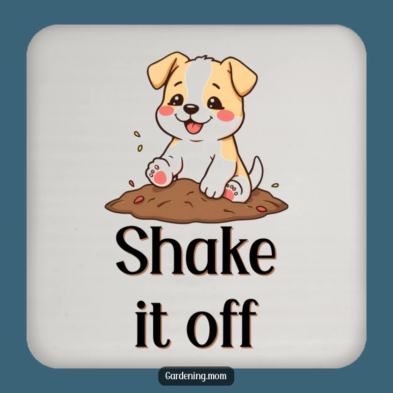 Funny Dog Gardener Coaster: Satisfied Paws' Hilarious Post-Work Drink Protector Gift