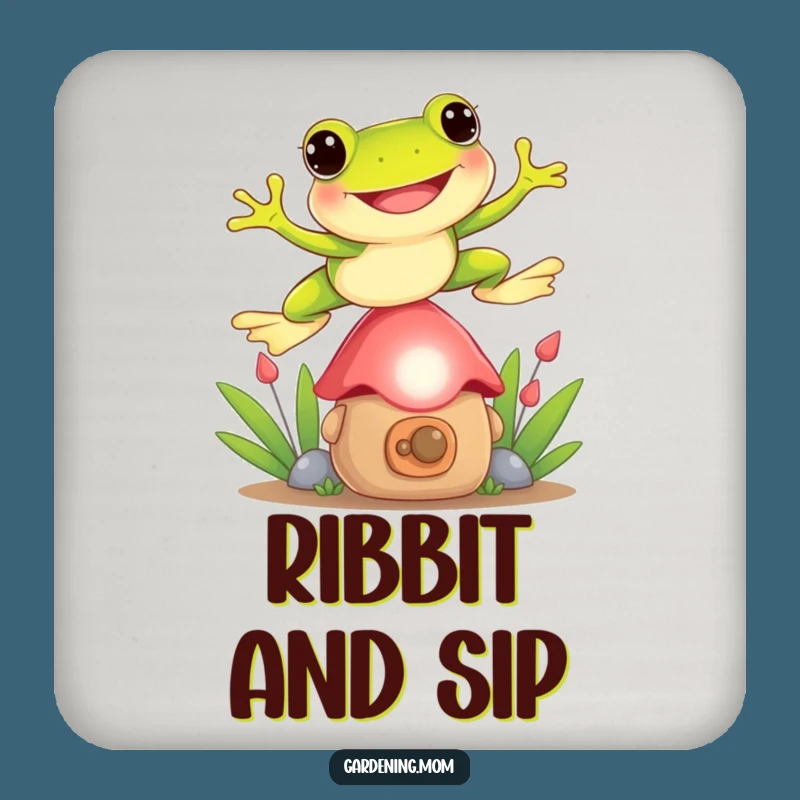 Funny Frog Drink Coasters: Gnome Jumping Art, Protect Surfaces, Funny Gift Set