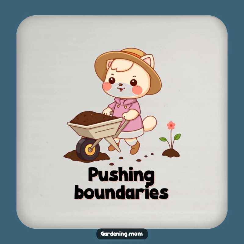 Funny Gardening Mom Animal Drink Coaster: Wheelbarrow Soil, Cute Funny Gift
