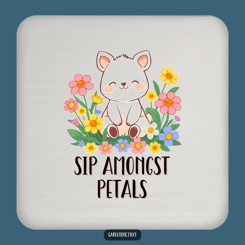 Funny Contented Animal Flower Coaster: Peaceful Protection for Surfaces