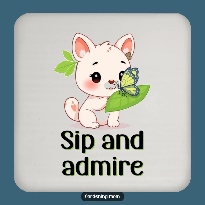Funny Animal Butterfly Coaster: Admiring Leaf Protection Gift