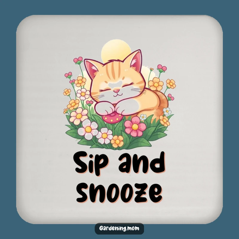 Funny Cat Drink Coasters: Snoozing Cat Art, Protect Surfaces, Funny Gift Set