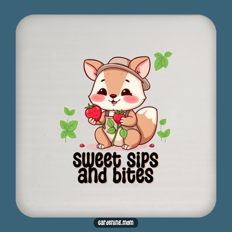 Funny Gardening Mom Animal Drink Coaster: Berry Offering, Cute Funny Gift