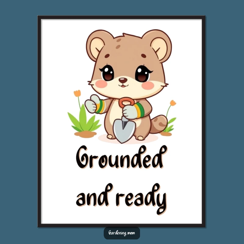 Funny Gardener Animal Poster: Digging Wall Art Gift