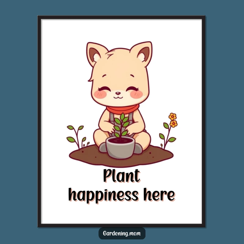 Funny Gardening Mom Animal Poster Planting Seedling - Adorable Wall Art for Garden Lovers