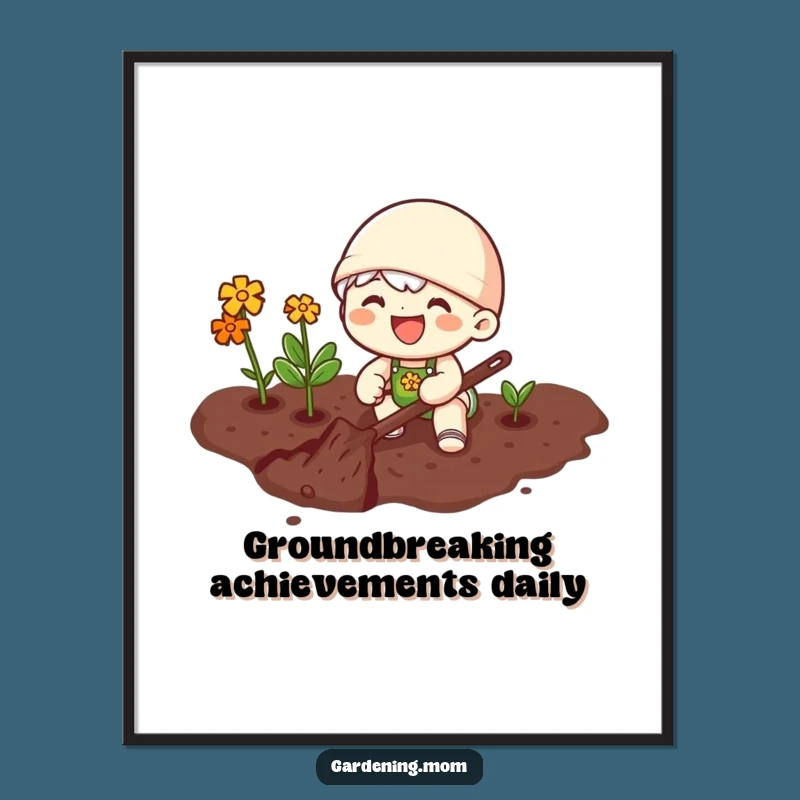 Funny Joyful Gardener Poster - Happy Digging Wall Art