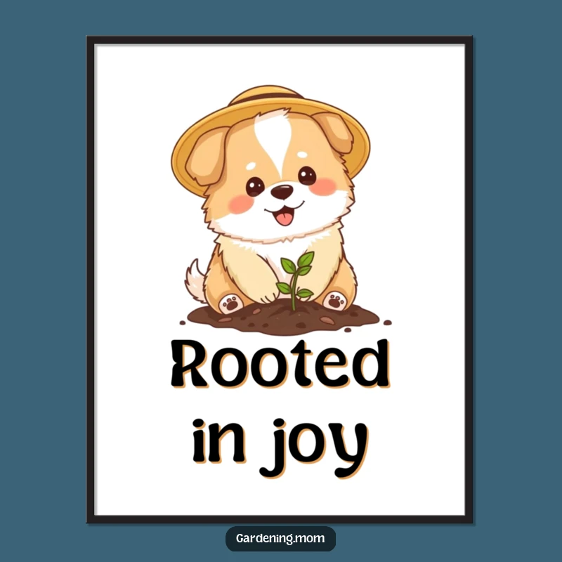 Funny Mama Dog Gardener Poster - Cute Planting Art Gift for Decor
