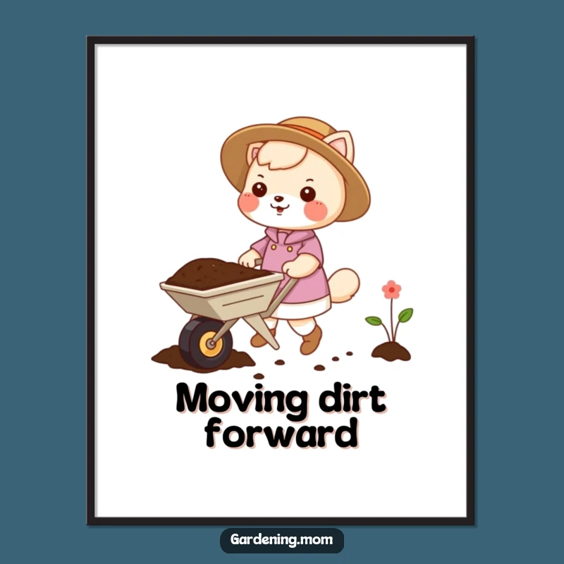 Funny Gardening Mom Animal Poster: Wheelbarrow Soil Art, Perfect Funny Gift for Decor
