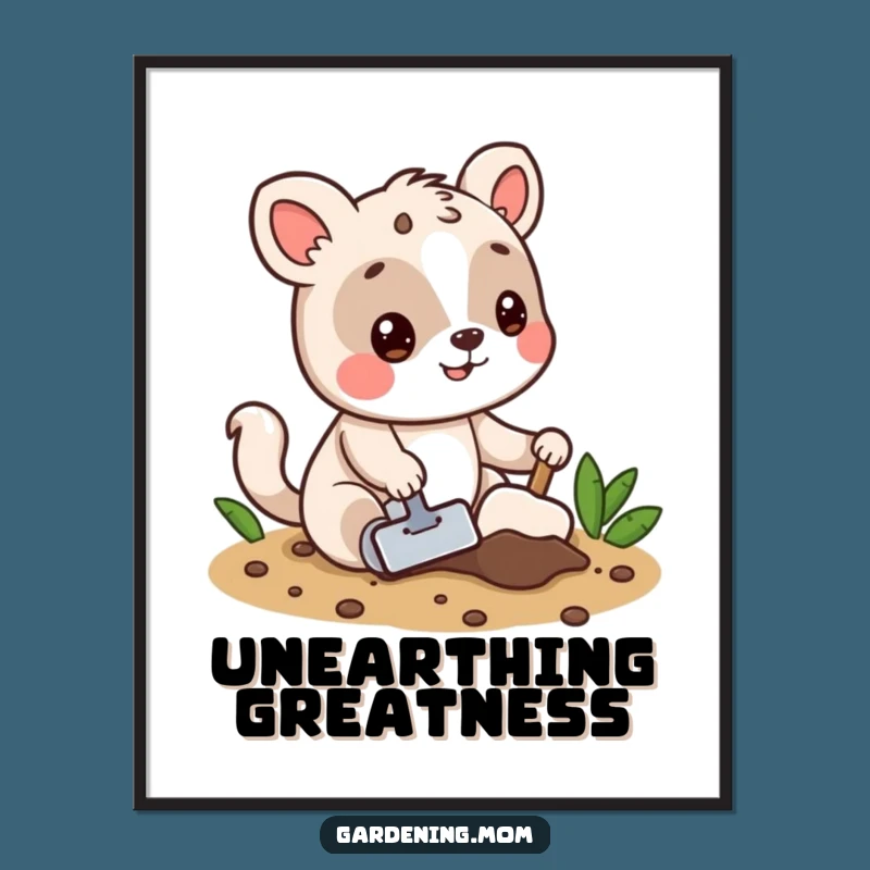 Funny Animal Poster - Digging in Soil Art, A Charming Funny Gift Idea