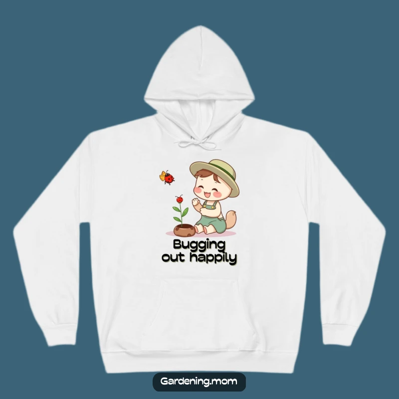 Cozy Funny Gardening Mom Animal Hoodie: Giggling Ladybug Petting, Ultimate Funny Gift