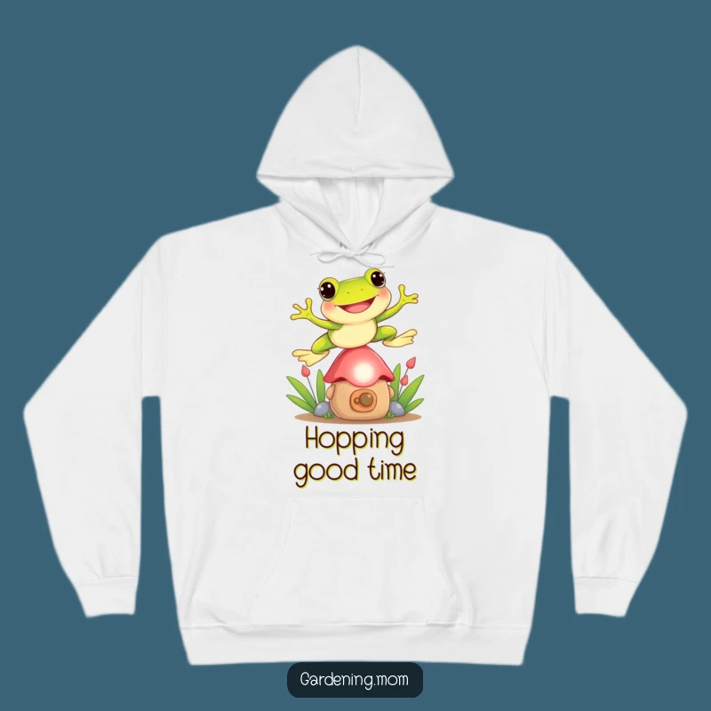 Funny Frog Hoodie: Cozy Gnome Jumping Scene, Playful Vibes, Perfect Funny Gift