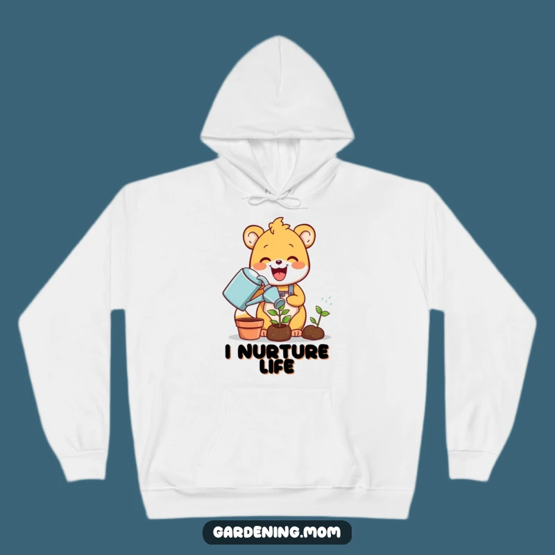 Funny Gardening Animal Hoodie: Delighted Critter Waters Sprout, Cozy Funny Gift