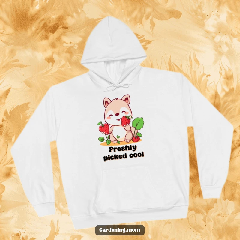 Funny Kawaii Gardening Animal Hoodie Offering a Berry, Sweet Smile, Cozy and Warm, Great Gift Idea.