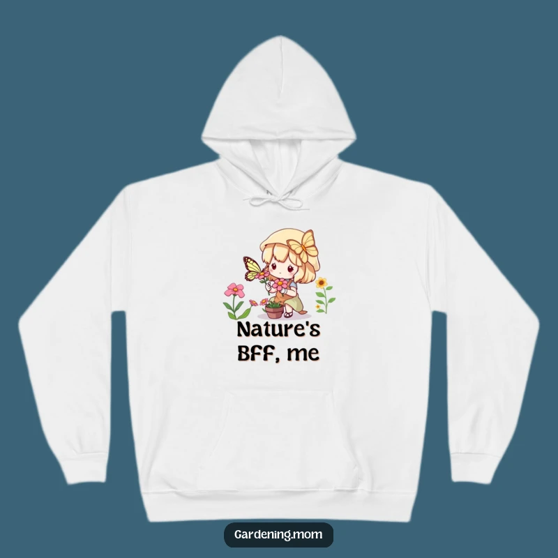 Cozy Funny Kawaii Gardener Hoodie: Cute Character Butterfly Cozy Gift